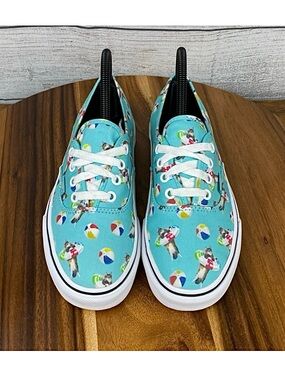 Vans Authentic Pool Vibes Aqua Sea Cats Lace Up Shoe Women’s Sneaker Size 6.5